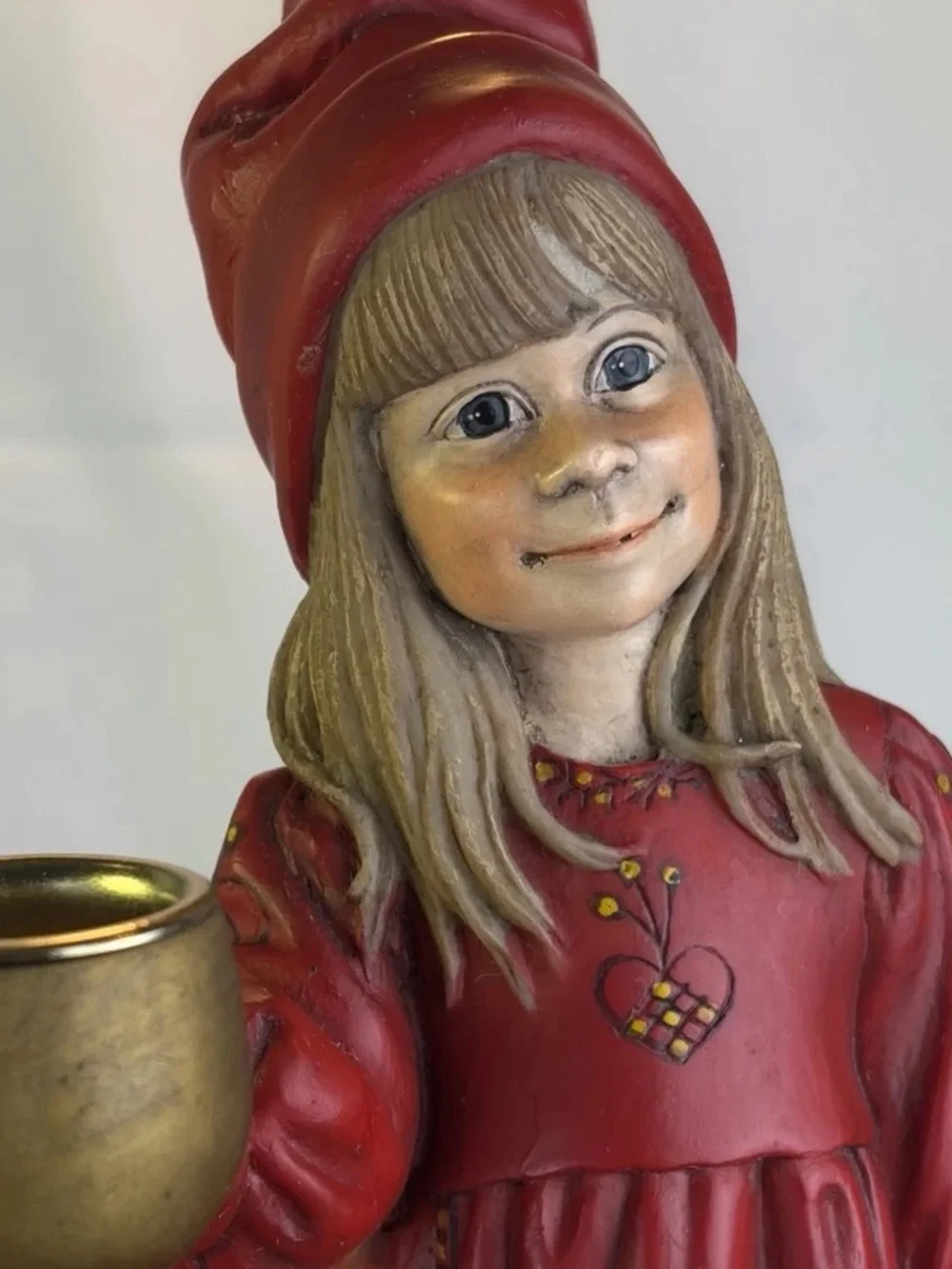 Vintage Candy Designs Norway Girl Apple Basket 10.25” Carl Larsson Candle Holder